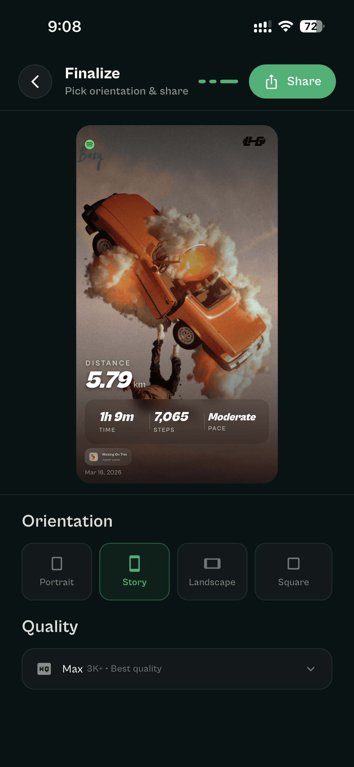 Share card preview