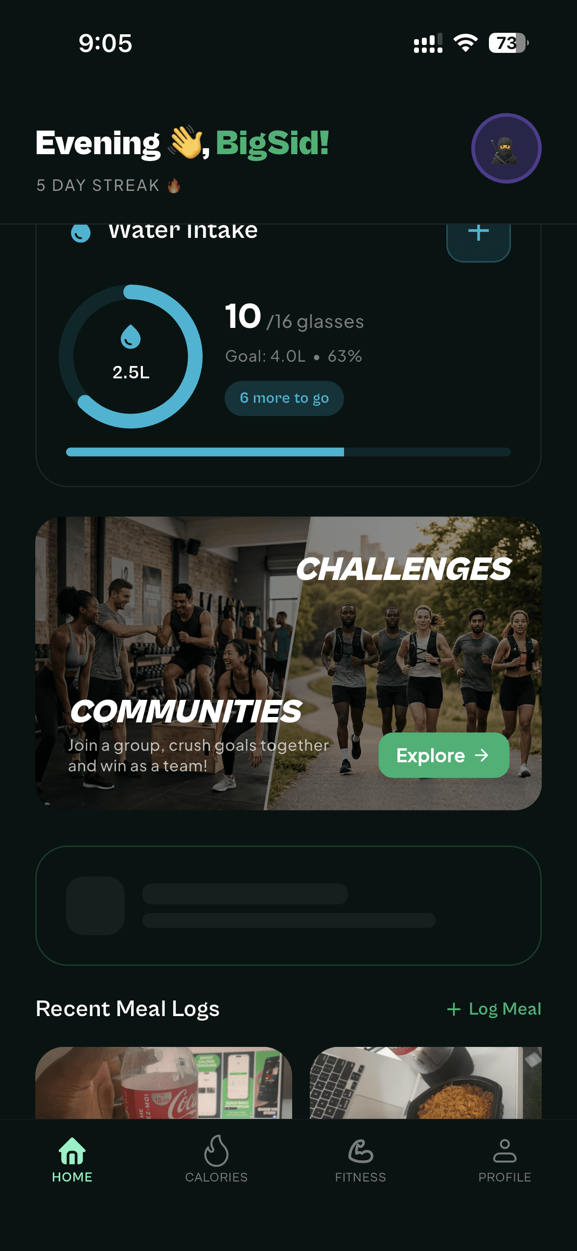 Home dashboard